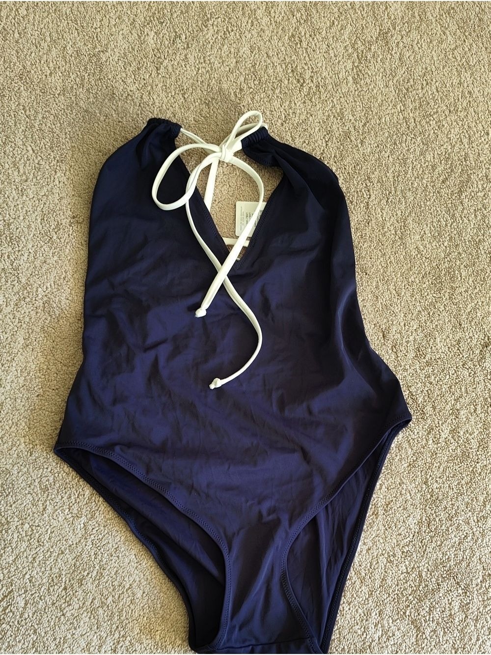 Lively Navy One-Piece Swimsuit with White Halter Ties